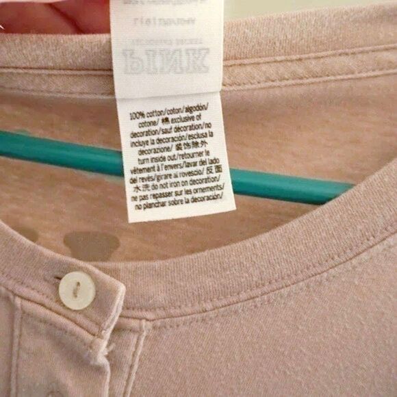 Victoria's Secret Pink sz L Beige Long Sleeve Graphic Tee - Picture 6 of 8
